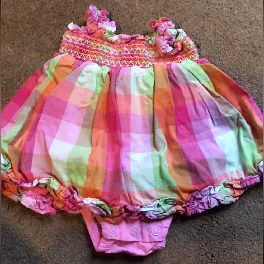 George baby Pink and Orange one piece dress sz 0-3 mo EUC